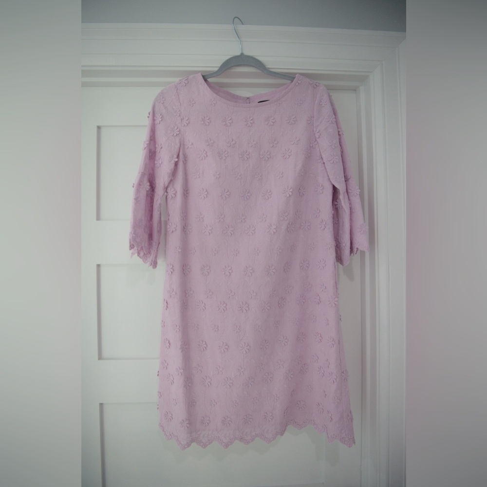 Ann Taylor Light Purple Floral Appliqué Dress